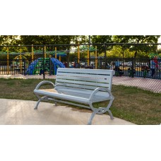 4 foot Gateway Steel Bench with Back Portable Surface Mount - Horizontal Planking